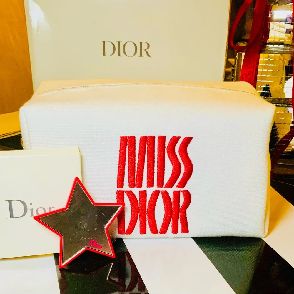 “Host Pick” Elegant DIOR Cosmetic Bag & Star DIOR Mirror Bundle Gift Set - Picture 2 of 5